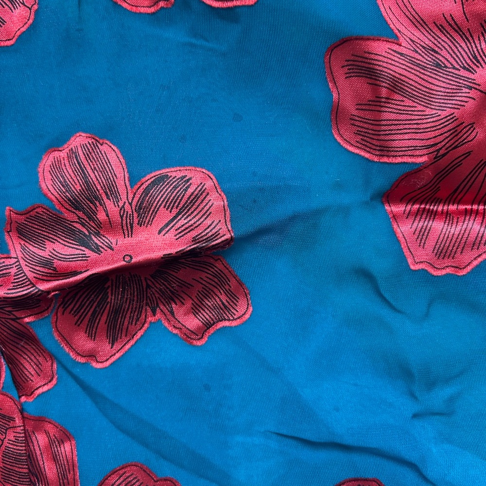 Floral Sheer Blouse - Teal and Red - Picture 6 of 6